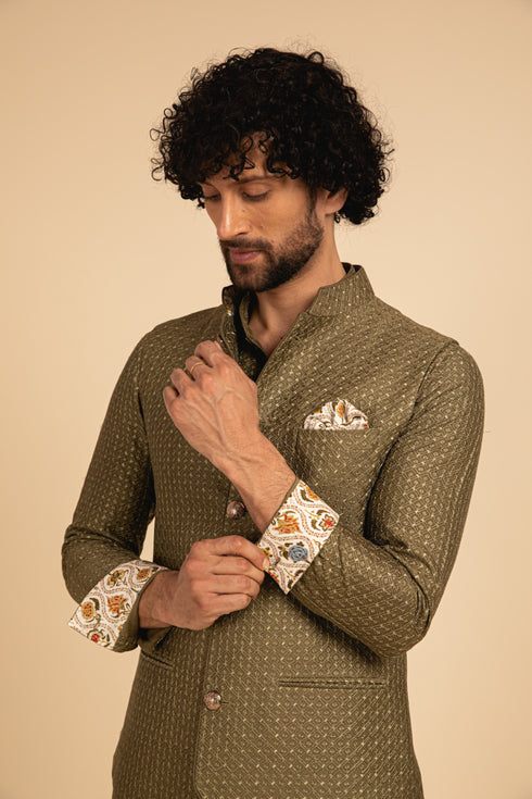 Inara Motif Wait Waist Coat Set